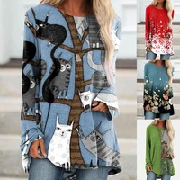 new fashion womens elegant loose pullover shirt long sleeve tops female o neck t shirt spring print tee shirts s 5xl