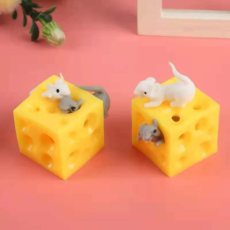 

Toy cheese vent relief TPR eco-friendly soft mouse cheese doll