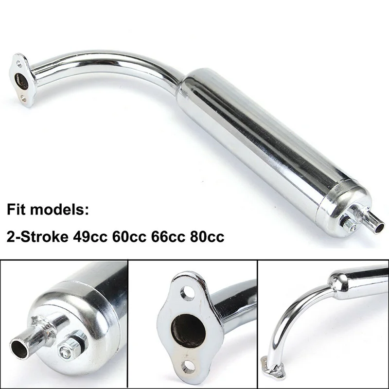 

Chrome Muffler Exhaust Pipe 2-Stroke Motorcycle 49cc 60cc 66cc 80cc