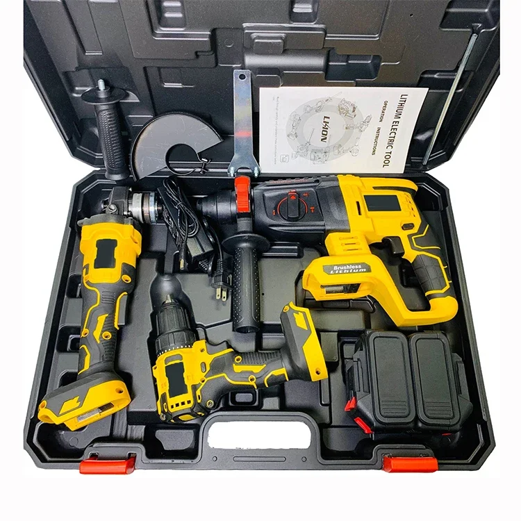 

Customized Power Tool Set 2600mAh Cordless Electric Drill Wrenches Angle Grinder Power Hammer Drills Power Drills