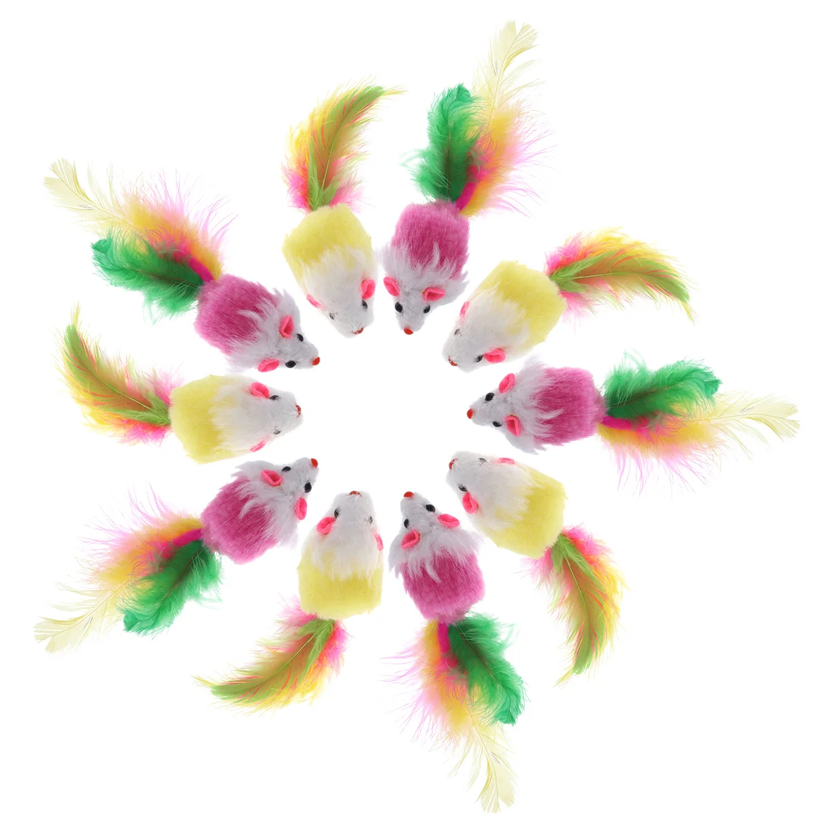 

10PCS Puppy Mice Furry Interactive Kitten Furry Mice Play Mice Cat Rattling Mice Cat