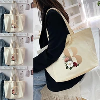 2022 shopping bags foldable ladies canvas shoulder bags gold letter printed student shopper bags handbag travel work totes bags