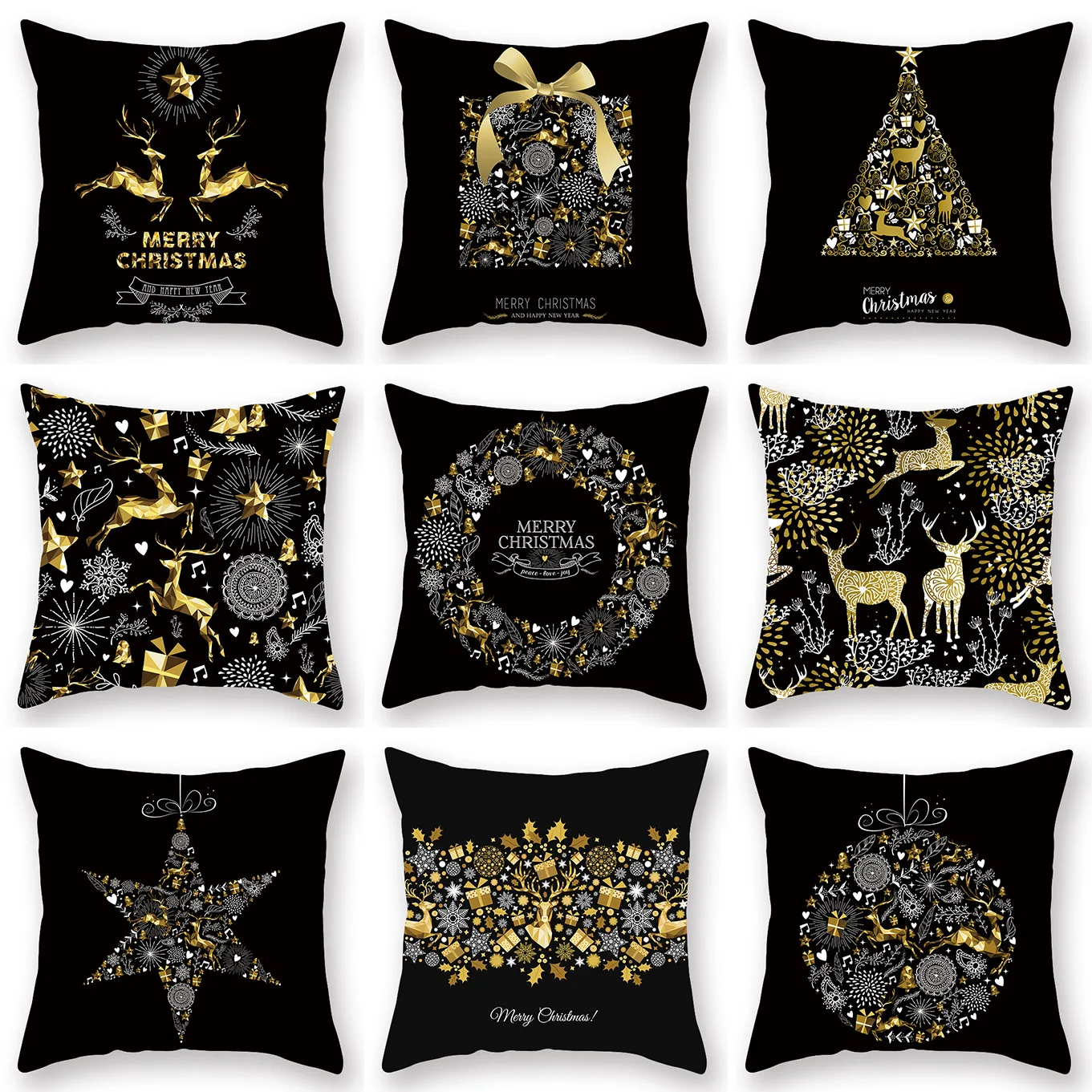 

Christmas Pillowcase Gold Elk Fashion Peach Leather Pillowcase Sofa Office Cushion Cover Cojines Poduszka