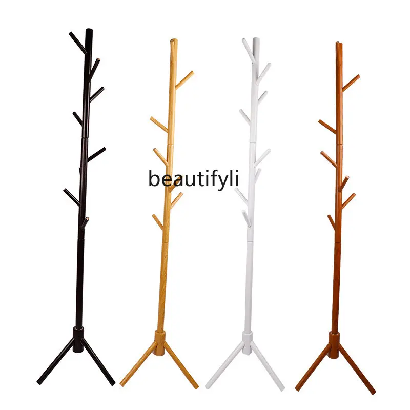 

yj Household Minimalist Solid Wood Hanger Simple Wood Floor Coat Stand