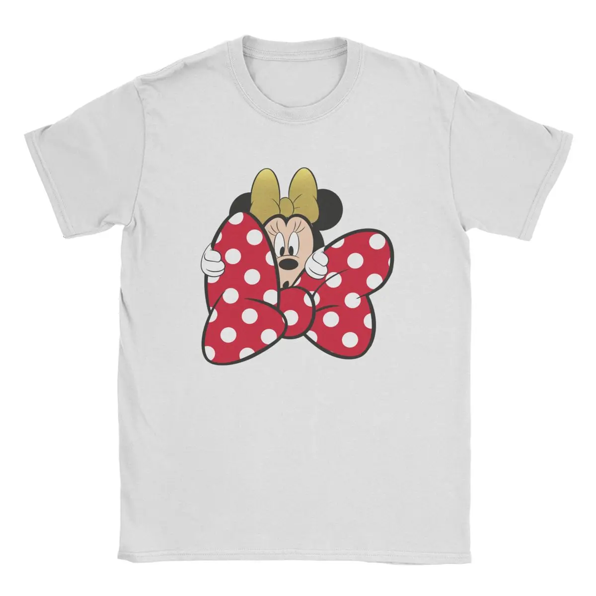 

Disney Minnie Mouse Bow Tie T Shirts Men 100% Cotton Novelty T-Shirt Round Neck Tee Shirt Short Sleeve Tops Summer