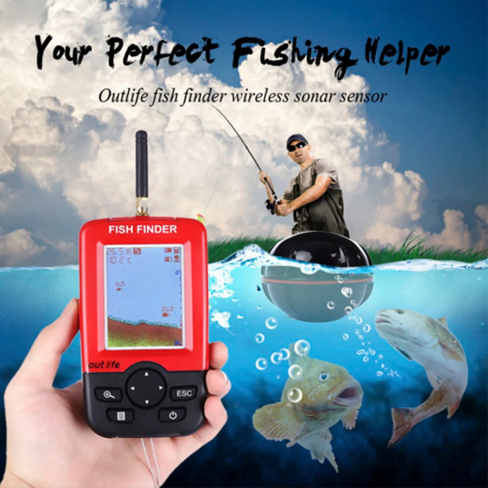 

Fish Finder Wireless Sonar Sensor For Fishing 50M Water Depth Rechargeable Fish Detector With Alarm Fishing Finder