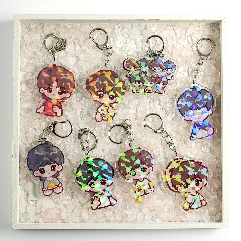 

Kpop Bangtan Boys New Acrylic Keychain Model Jk Jin RM Jimin Suga Jhope V Stand Key Chain Rings Decoration Fans Gift Collection