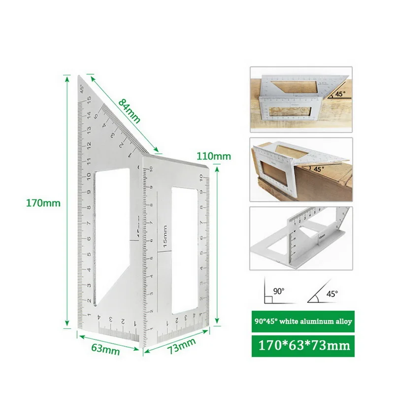 

Угловая линейка из алюминиевого сплава, Т-образная комбинированная многофункциональная, для измерения углов, деревообрабатывающий инстру...
