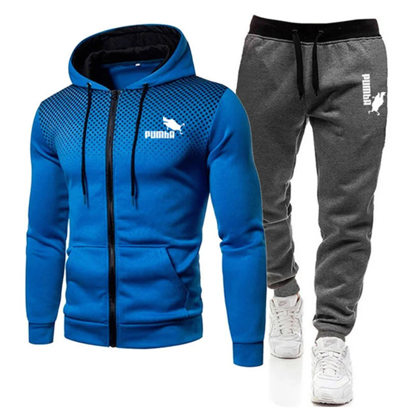 2023 Spring Autumn New Brand Sports Printed Hoodie+sweatpants Set Men Luxury Fleece Zip Casual Designer Sportswear Men's Suits