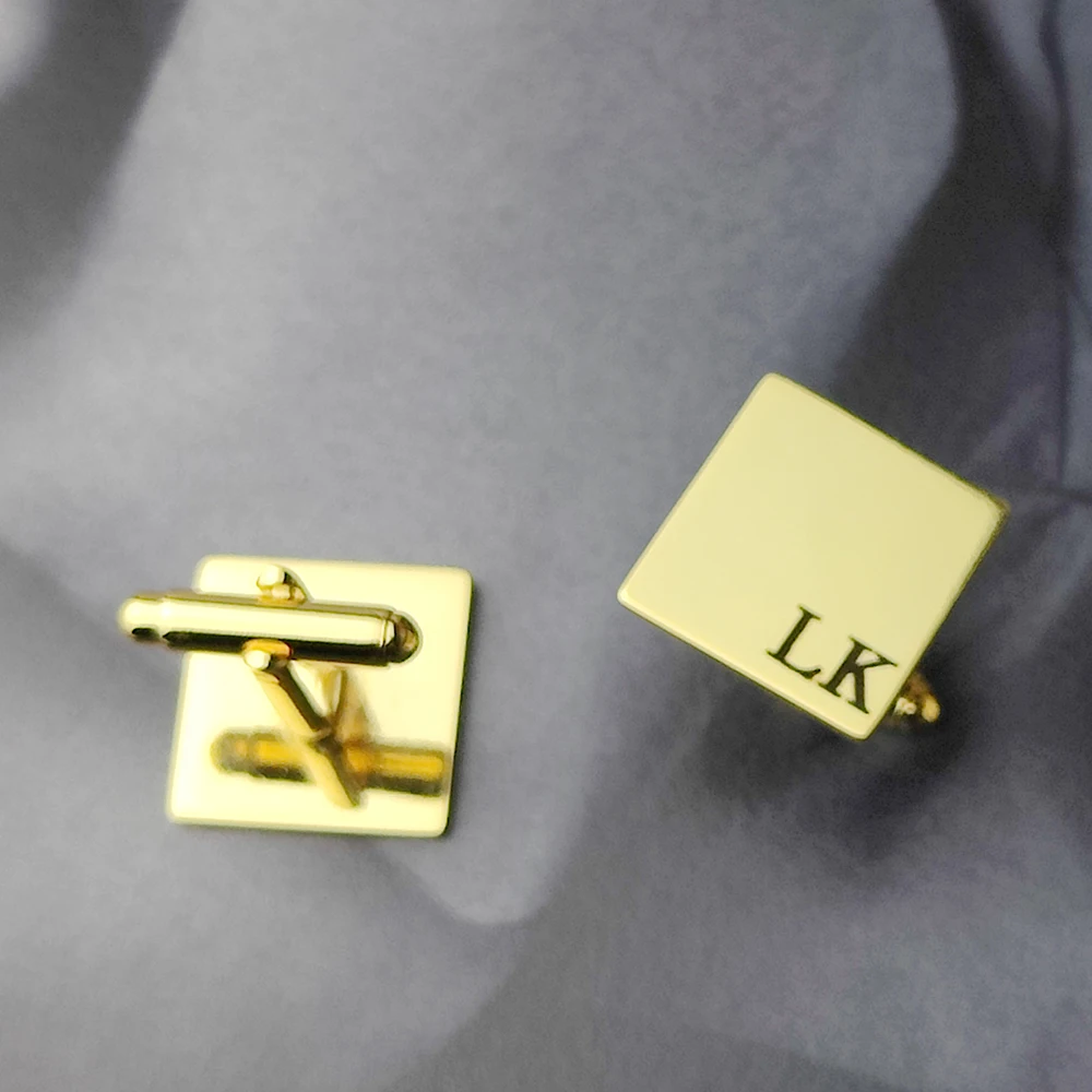 Personalized Irregular Square Name Cufflinks Custom Engraved Initial CuffLink Wedding Groom Gifts Business Party Men Jewelry