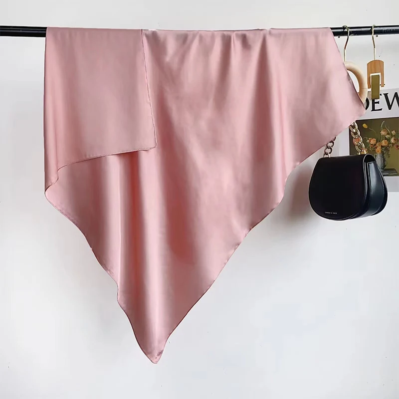 Женский шарф для волос однотонный платок на голову квадратный 90*90 шелковая