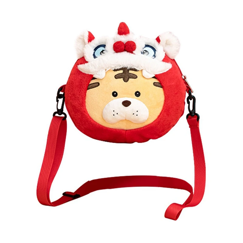 

Tiger Plush Sling Bag Decor New Year Cartoon Kids Coin Purse Party Pendant New Year Decorations Plush Toys Gift