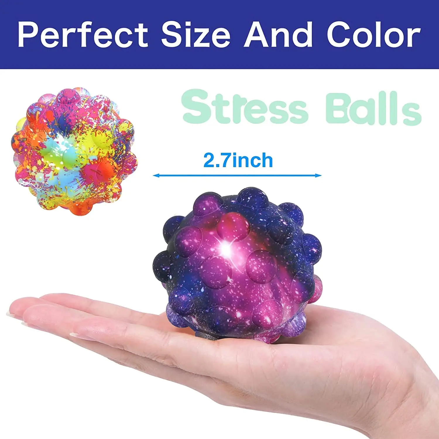 3 шт. Мяч для релаксации Fidget Ball Popper Its Toys 3D Anti-Pressure Squeeze BPA Free Food Grade Silicone Sensory Stress Balls для детей и взрослых.