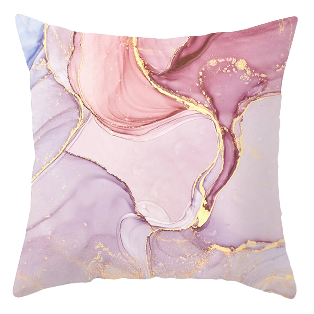 45x45cm Luxury Pink Feather Print Pillowcase Geometric Marble Pillow Case Cushion Cover Pillowcases Covers Decorative |