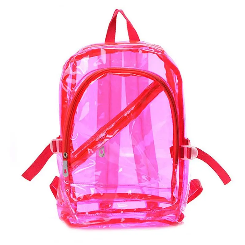 Women`s Clear Backpack Transparent PVC Backpack Waterproof Bags Student School bags - Purple