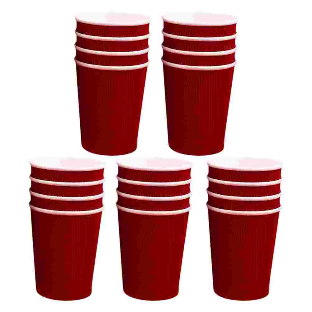

20pcs Wedding Paper Cups High-end Corrugated Cardboard Disposable Cups (Red)