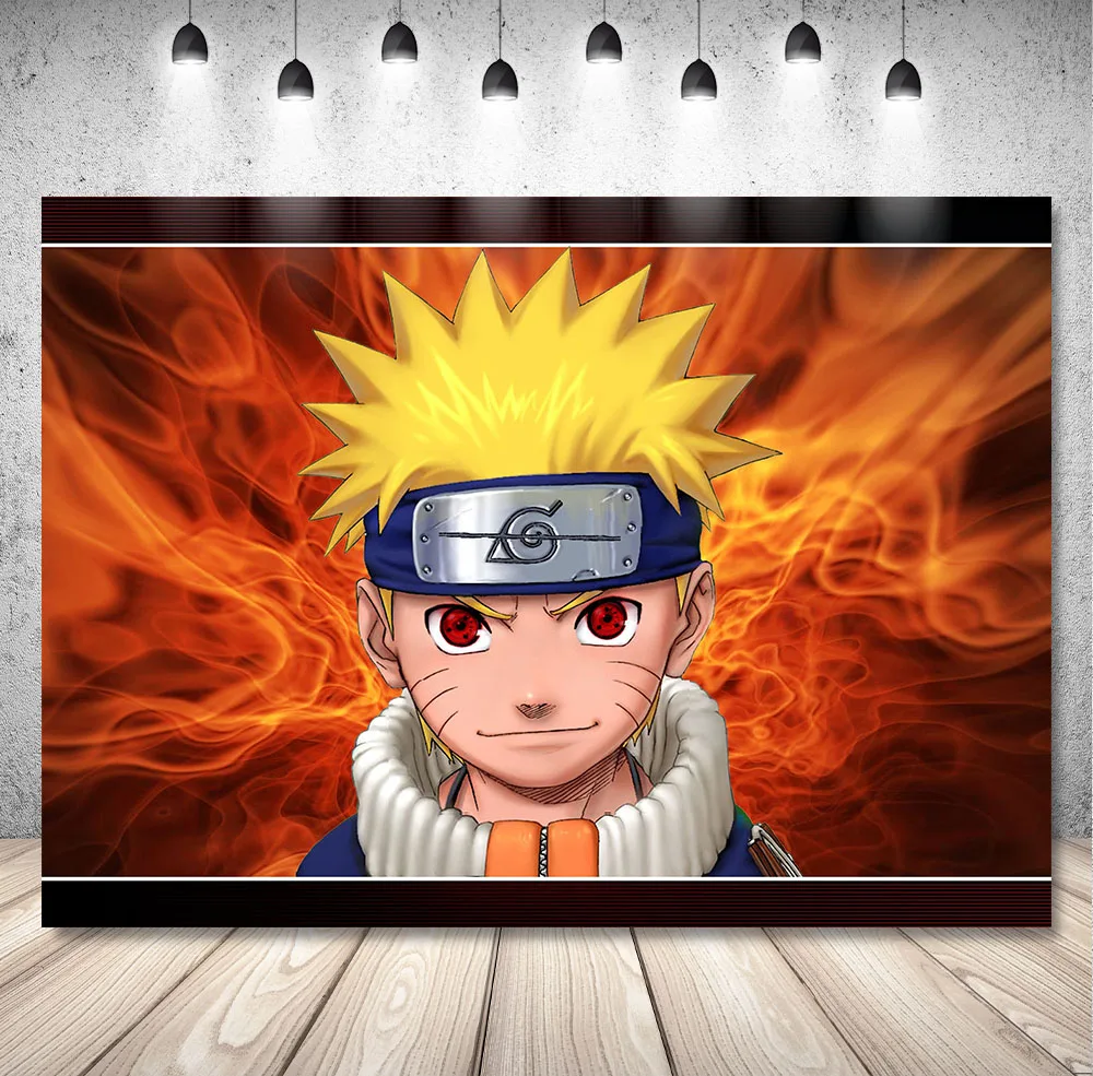 DIXSG Ninja Photography Backdrop Yellow Hair Boys Birthday Baby Shower Japanese Anime Banner Background Fire Photo Studio Props