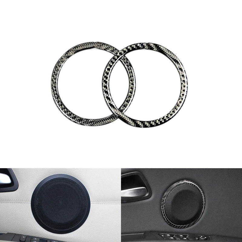 

For BMW 3 Series E90 2005 2006 2007 2008 2009 2010 2011 2012 X1 E84 2pcs Carbon Fiber Door Speaker Ring Loudspeaker Cover Trim