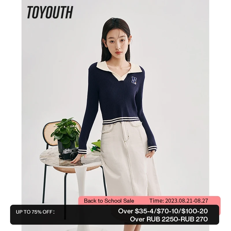 

Toyouth Women Sweaters 2023 Spring Long Sleeves V Neck Slim Stretch Knit Cardigan Y2K Sexy Chic Short Preppy Style Tops