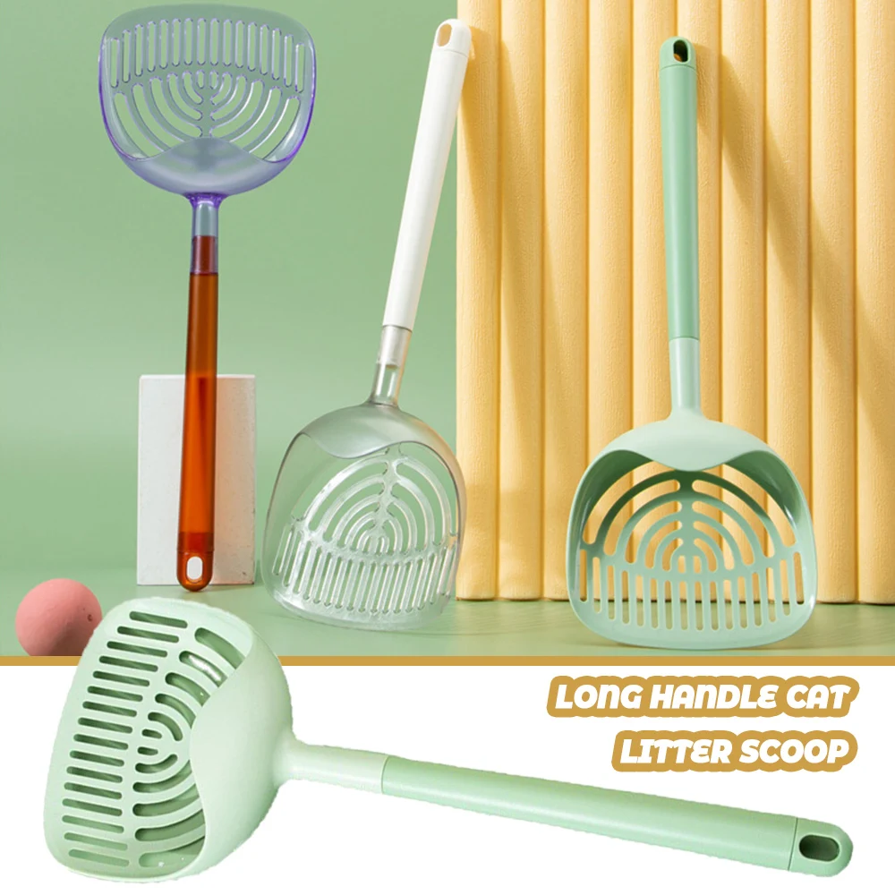 

Newest Long-handled Cat Litter Scoop Fine Hole Cat Poop Shovel Large Plastic Cat Litter Easy To Clean High-grade Material