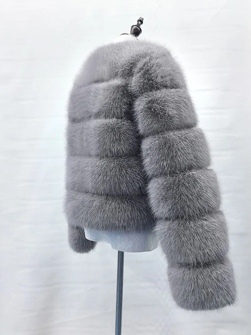 Женская укороченная куртка из искусственного меха с длинным рукавом в