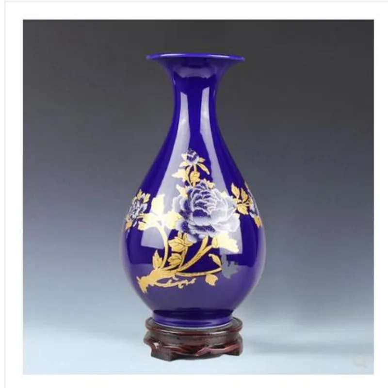 

Керамическая антикварная Пионовая фарфоровая ваза Jingdezhen, домашние украшения для гостиной комнаты
