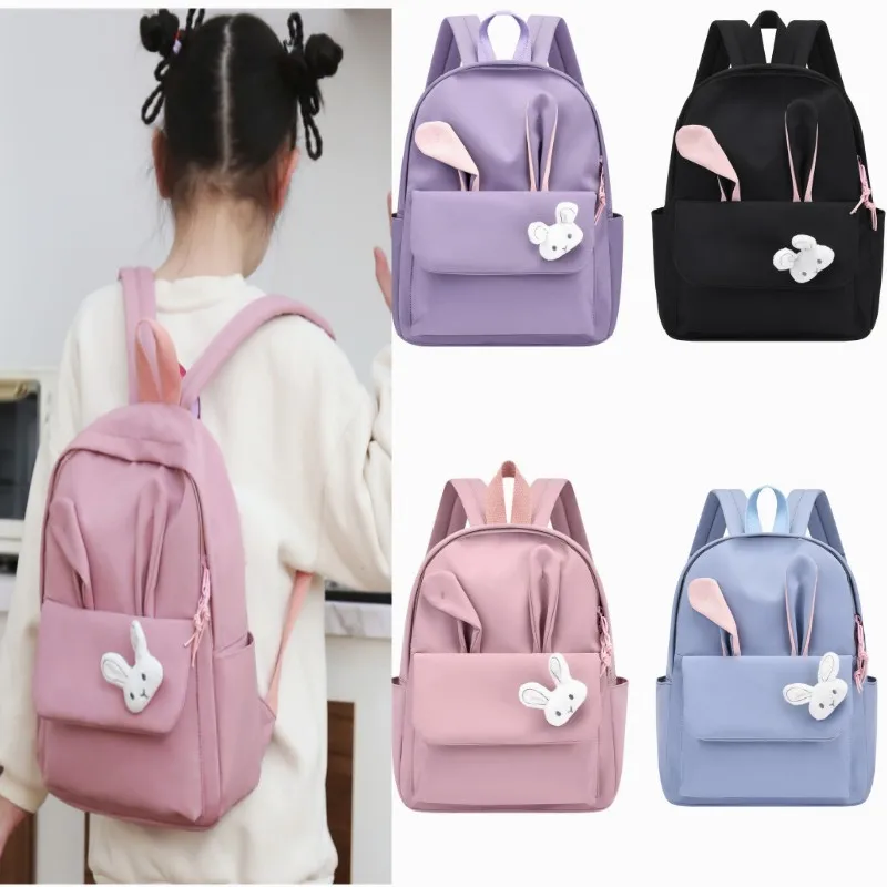 

Школьный ранец для девочек, водонепроницаемый рюкзак фиолетового и розового цвета с милым Кроликом, сумки для учебников, школьные портфели для подростков