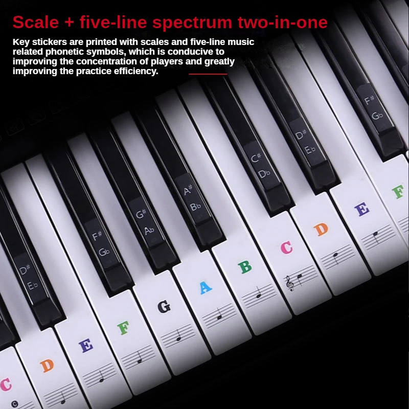 

Color Piano Key Sticker 49/54/61/88 Keyboard Piano Stave Note Sticker Symbol Music Decal Notes Piano Spectrum Sticker Symbol