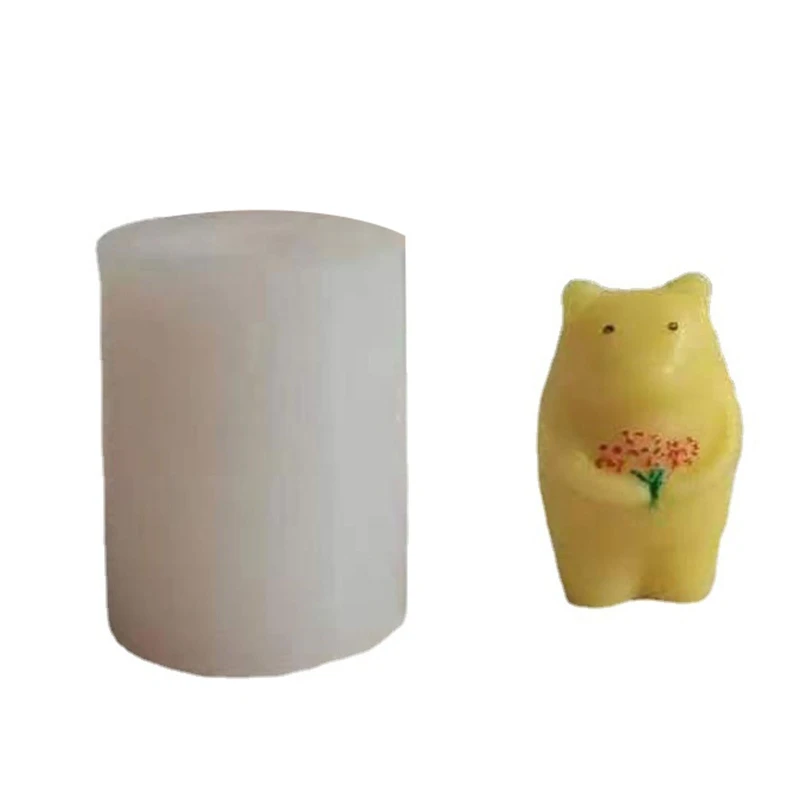 

Three-dimensional Flower Bear Soap Candle Mold Gift Gypsum Ornaments Mold Handmade Chocolate Cake Baking Silicone Drop Shipping