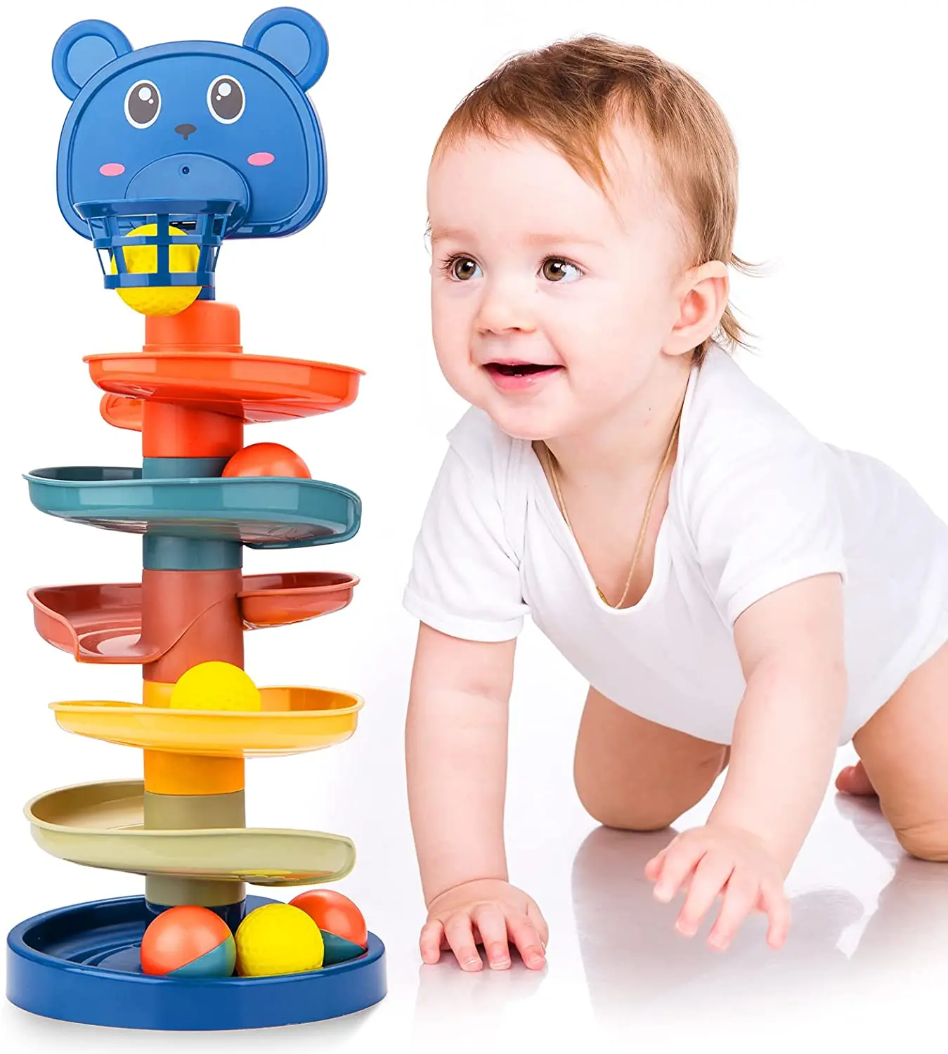 

Игрушки Монтессори, слайд-трек для детей, Штабелируемая башня, Детская развивающая игрушка, вращающийся шар, игрушки для игр