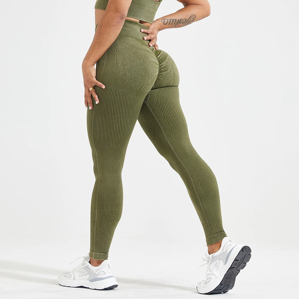 

Women's Seamless Leggings Acid Wash Jeans Scrunch Butt Lifting Leggin Fitness High Waisted Yoga Pants Sports Tights Gym Clothing