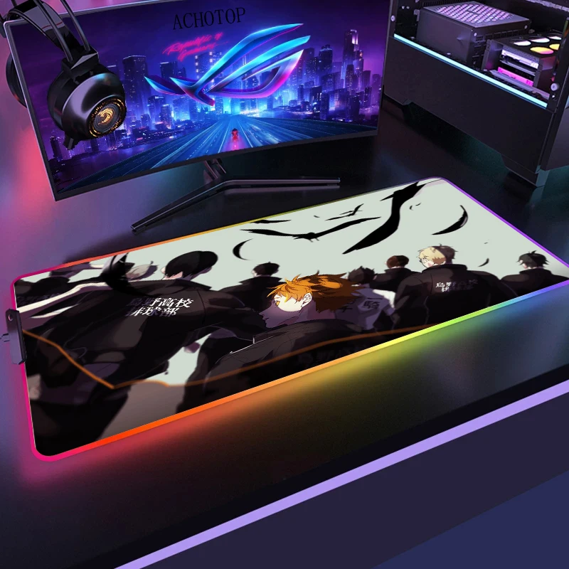 

800x300mm XL Anime HD Printing Computer Gamers Locking Lock Edge Mouse Pad XXL RGB Haikyuu Keyboard PC Desk Pad LED PC Gamer usb
