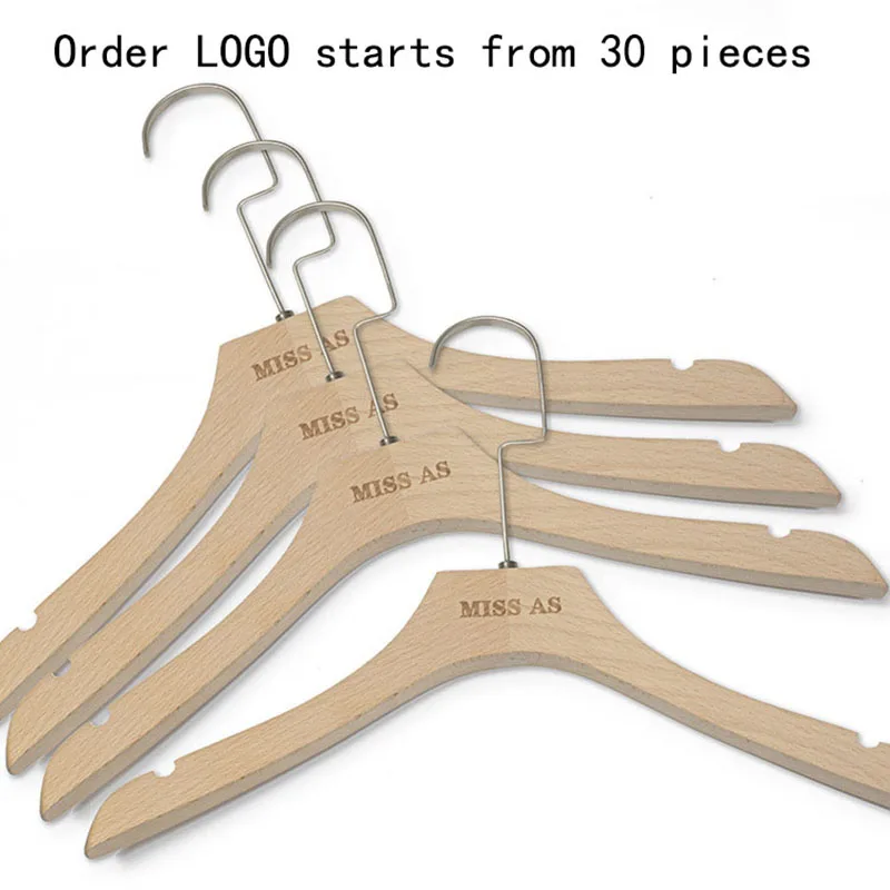 

Garment Display Hanger Skirt Dress Clothing Storage Rack Wooden Hangers Wardrobe Home Drying Racks Bar Metal Clips Custom Logo