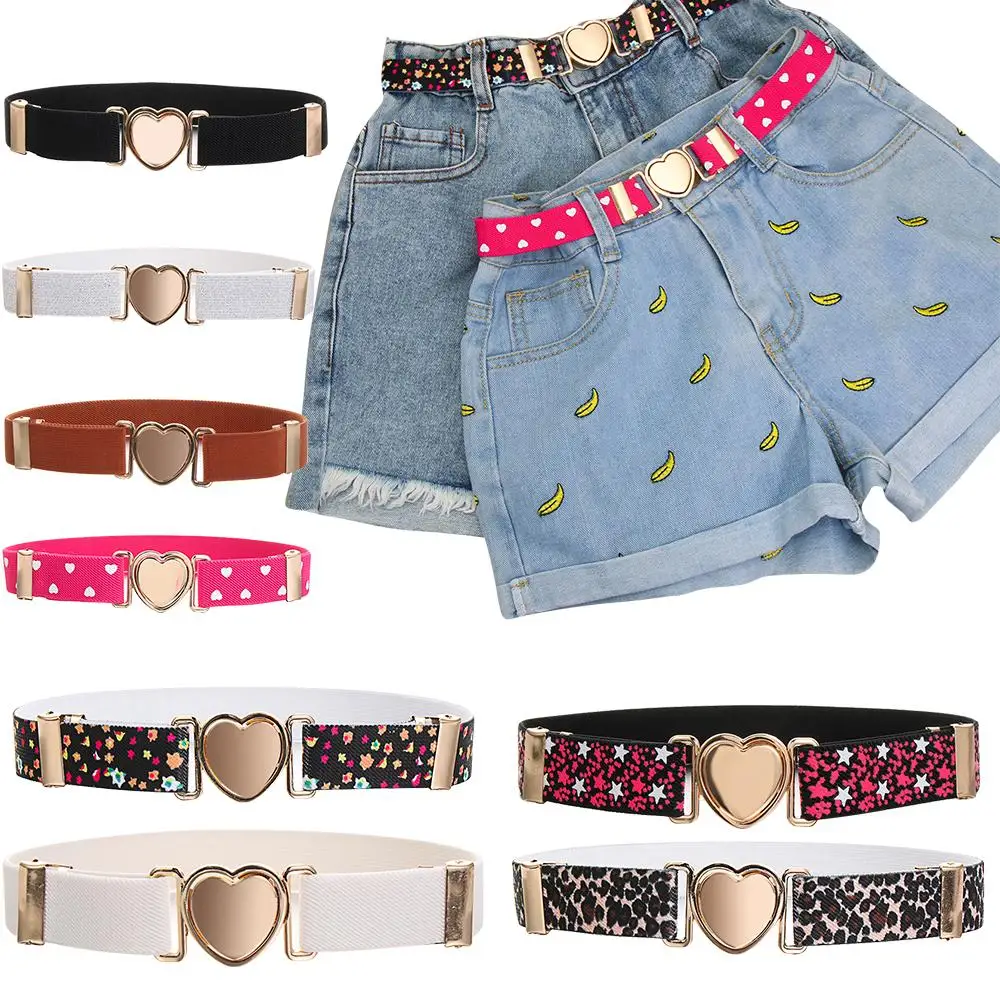 

Elastic Kids Heart Belt Stretch Girls Dresses Elastic Belts Waist Belt