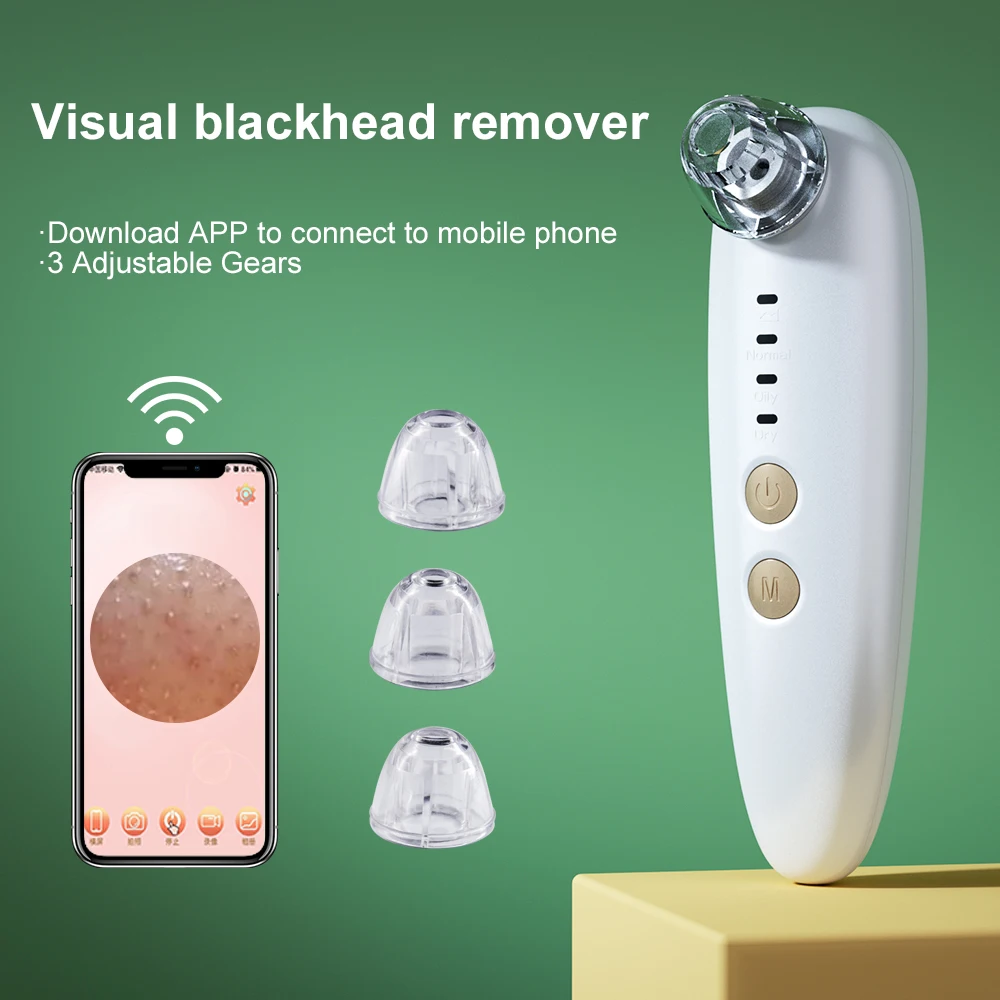 

2022 Blackhead Remover Pore Vacuum Camera Pore Cleaner Acne Remover Electric Heating Nose Face Deep Cleansing WIFI Microscope