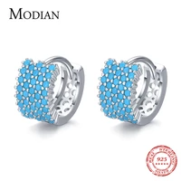 modian 2021 new vintage turquoise elegant earring real 925 sterling silver luxury charm hoop earrings for women wedding jewelry