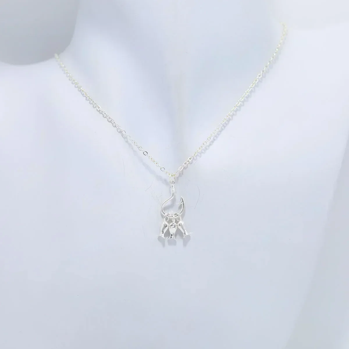 Серебряное простое Гавайское ожерелье с подвеской в виде рыболовного крючка для