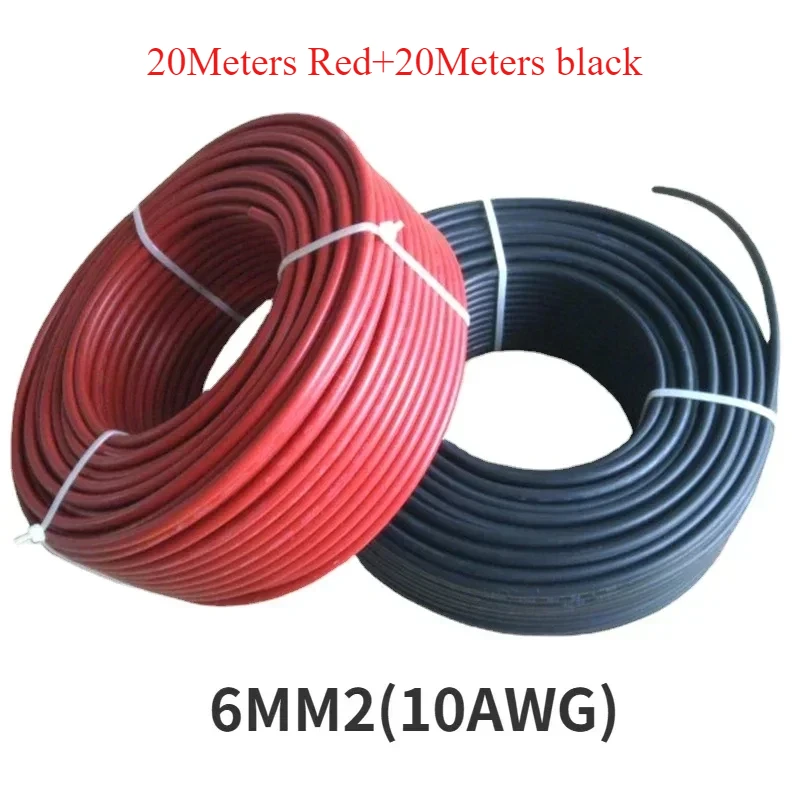 

BLUSUNSOLAR 40 метров/компл. 1x4/6 мм2 солнечный кабель оптовая продажа солнечного провода для разъема солнечной энергии, фотоэлектрический кабель 12/10AWG 20 красный + 20 черный