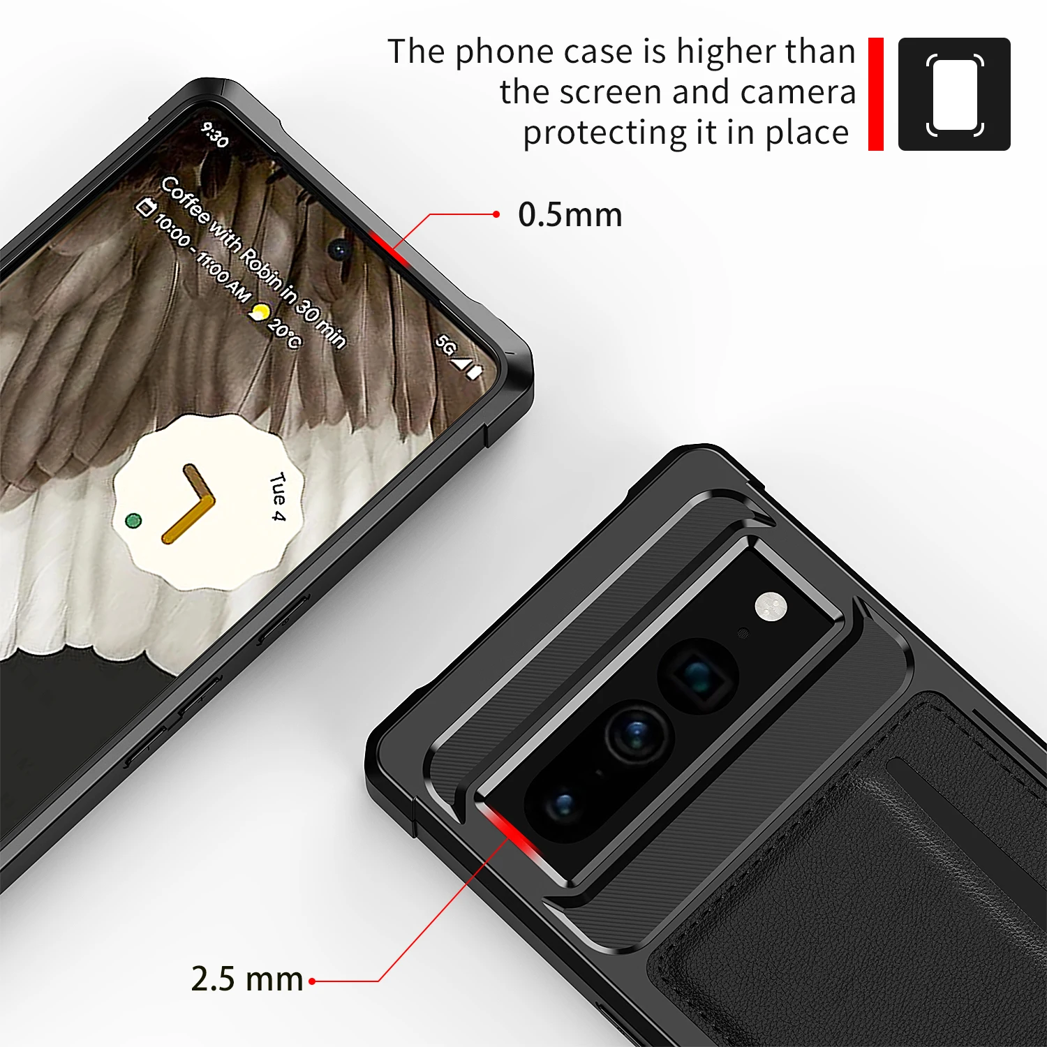 Shockproof Magnetic Card Slot Holder TPU Phone Case For Google Pixel 7 Pro Cover