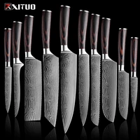 xituo kitchen knives set 1 10pcs chef knife high carbon stainless steel santoku knife sharp cleaver slicing knife best choice