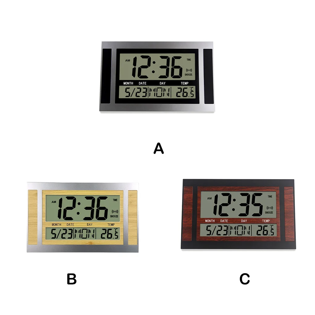 Lcd Large Number Alarm Table Desk Bell Thermometer