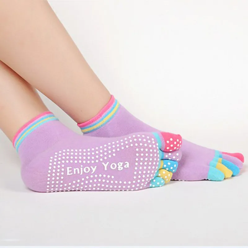

Colorful Women Yoga Socks Non-Slip Ladies Dance Socks Cotton Healthy Sports Five-toed Socks