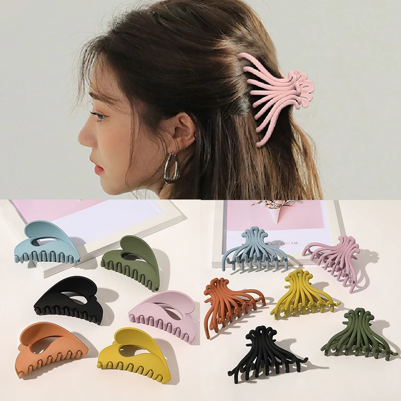 

1Pc Korean Coffee Beige Large Hair Claw Acrylic Hairpin Geometry Barrette Crab Hair Clips Headwear Womens Girl Hair Accessories