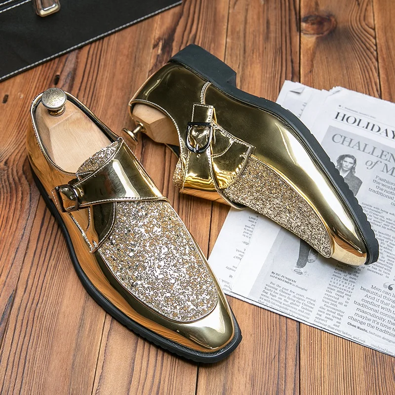 

Italian Shoes Shoes Men Casual Man Men's Summer Dress Patent Leather For Mens Gold Moccasins Business Pointed Bussiness Luxury