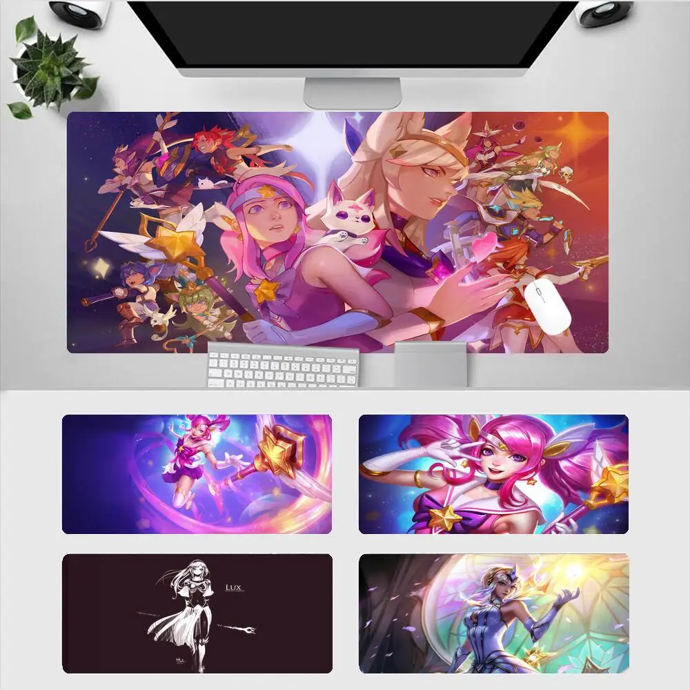 

Lux League Of Legends Anime Mouse Pad Gamer Kawaii Desk Mat Gaming Accessories Laptop 900X400 Mousepad Office Notebook Pc Mats