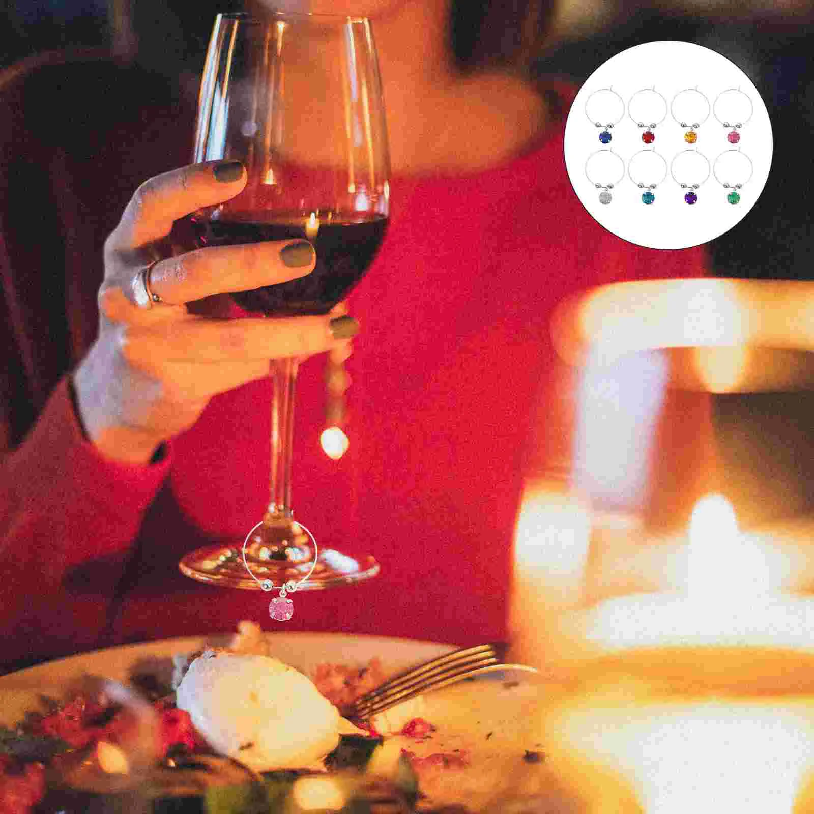 

16Pcs Glass Charms Markers Tags Identification Metal Charms Ring for Stem Glasses Party