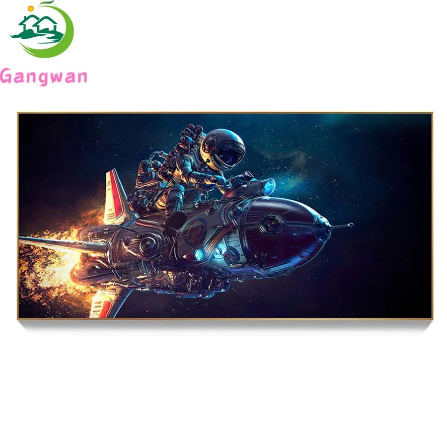 

Diamond painting mosaic Astronaut Drive The Spaceship Flying Through Outerspace Kids Big Dream Creative Pictures kids Room Decor