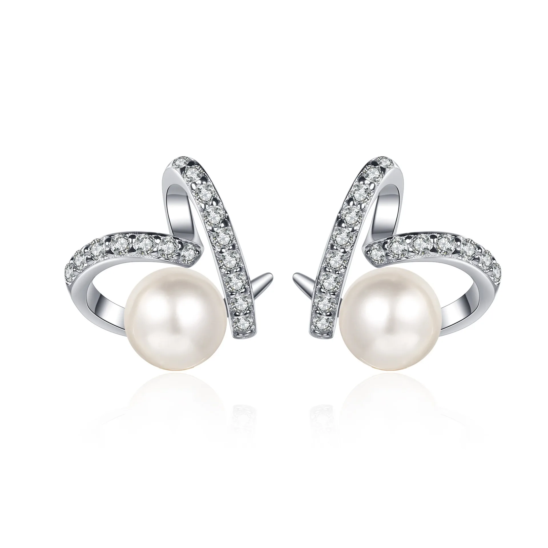 

AZ505-E Lefei Fashion Diamond-set Classic Moissanite Heart 7mm Pearl Earring For Women 925 Sterling Silver Party Elegant Jewelry