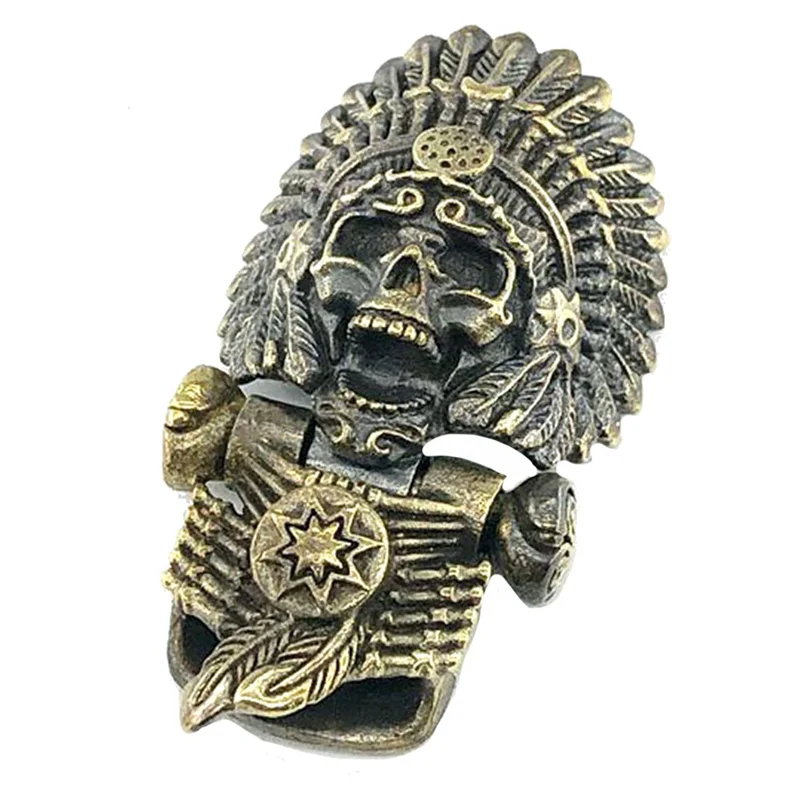 

EDC Outdoor Tool DIY Accessories for Bracelet Weaving Paracord Multifunction Buckle Brass Chief Skull