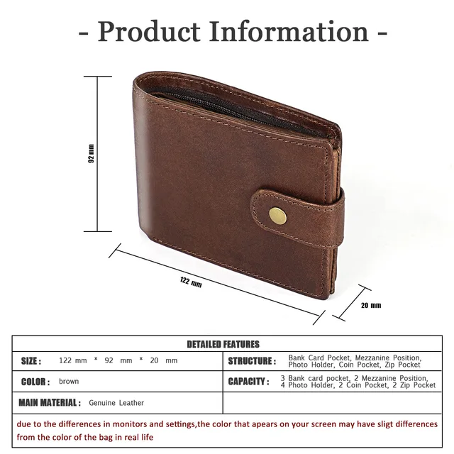 100% Genuine Leather Wallet Card Holder for Men RFID Blocking Organizers Purse Credit Card ID Badge Holder Bag Wallets Man 6